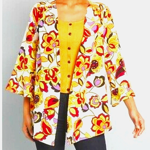 Beautiful 🧡 MODCLOTH Certainly Styled Floral Bel Sleeve Kimono😄 - Picture 2 of 9